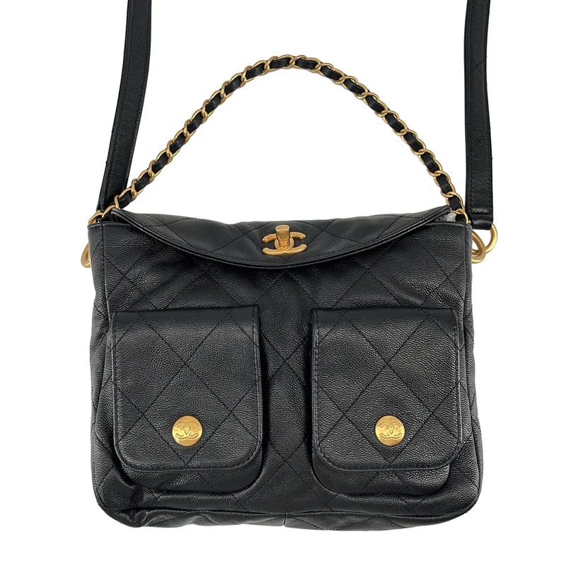 CHANEL / シャネル | キャビアスキン ダブルポケット チェーン ショルダーバッグ / AS5384 |
