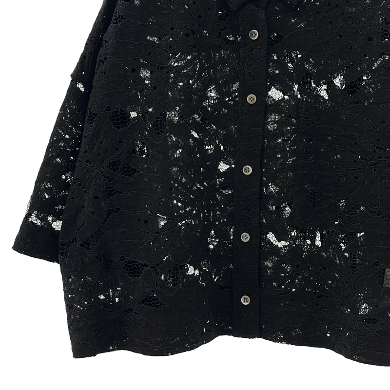 SACRA / サクラ | 2025SS | LEAF RASCHEL LACE CROPPED SHIRT / リーフ ラッセル クロップドシャツ | 38 | レディース