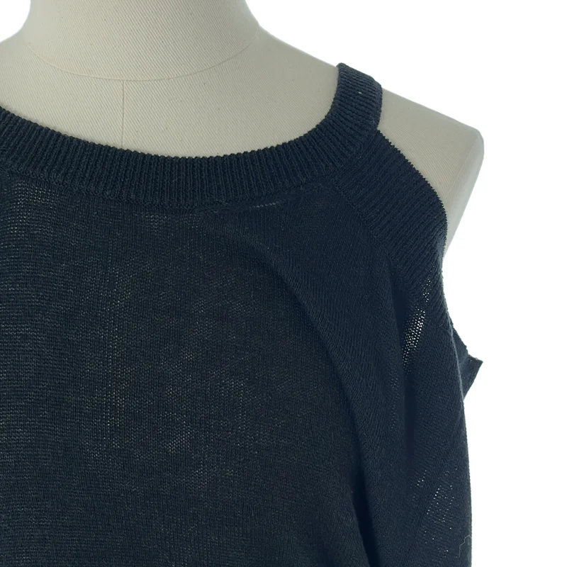 LIMI feu / リミフゥ | コットン リネン アシンメトリー ロングニット LV-K10-045 | S | レディース