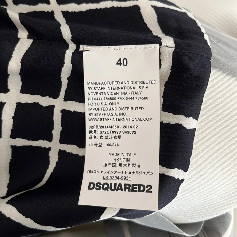 DSQUARED2 / ディースクエアード | シルク 総柄 異素材 切替 バックジップ ワンピース | 40 | レディース