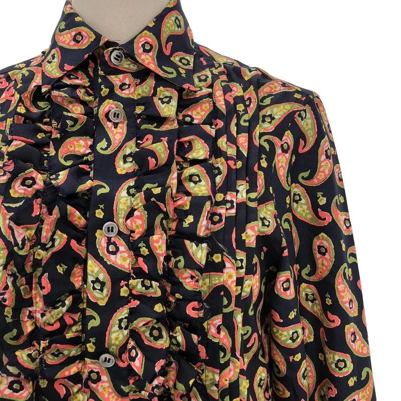 tricot COMME des GARCONS / トリココムデギャルソン | 2005SS | ポリエステル 総柄 フリル シャツ ブラウス | M | レディース