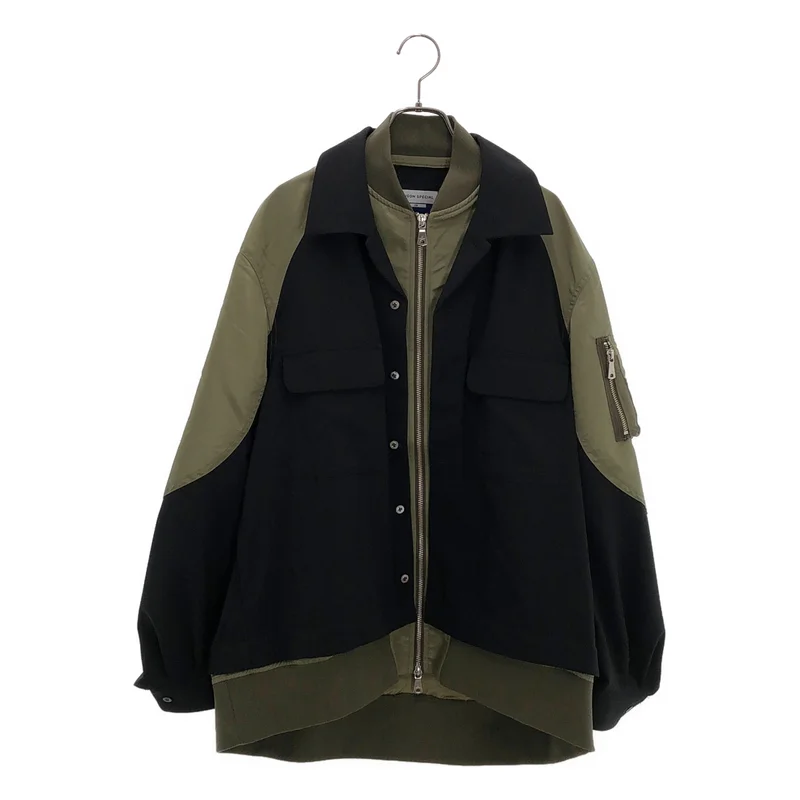 Maison Special / メゾンスペシャル | Layering MA-1 Docking Prime-Over Open Collar Shirt ドッキング ジャケット | 2 | メンズ