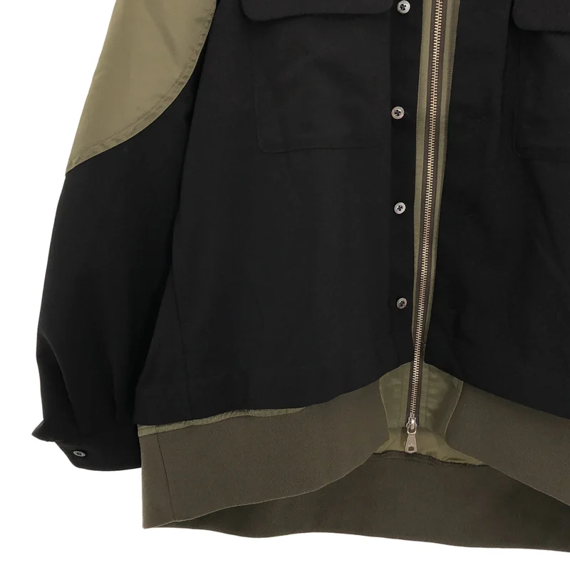Maison Special / メゾンスペシャル | Layering MA-1 Docking Prime-Over Open Collar Shirt ドッキング ジャケット | 2 | メンズ