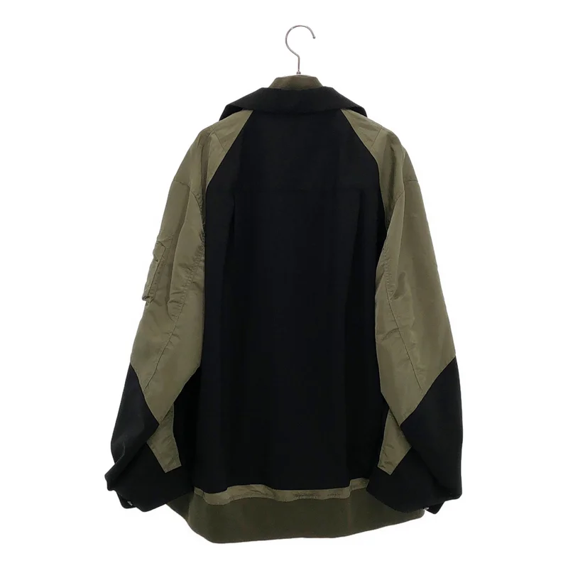 Maison Special / メゾンスペシャル | Layering MA-1 Docking Prime-Over Open Collar Shirt ドッキング ジャケット | 2 | メンズ