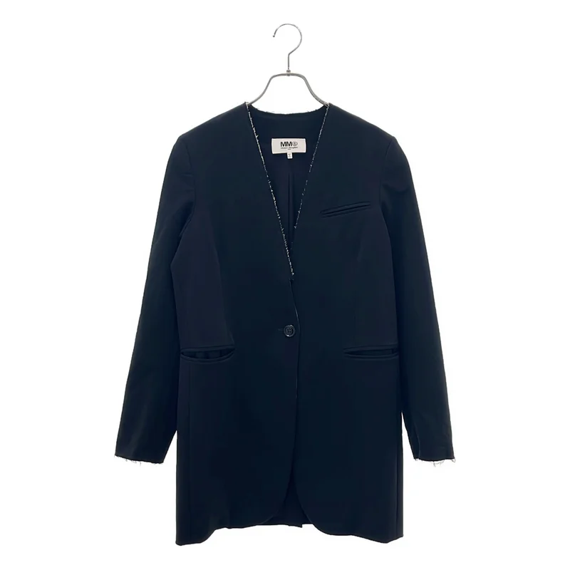 MM6 Maison Margiela / エムエムシックスメゾンマルジェラ | 2022AW | カットオフデザイン ストレッチ ノーカラー ジャケット / 総裏地 | 38 | レディース
