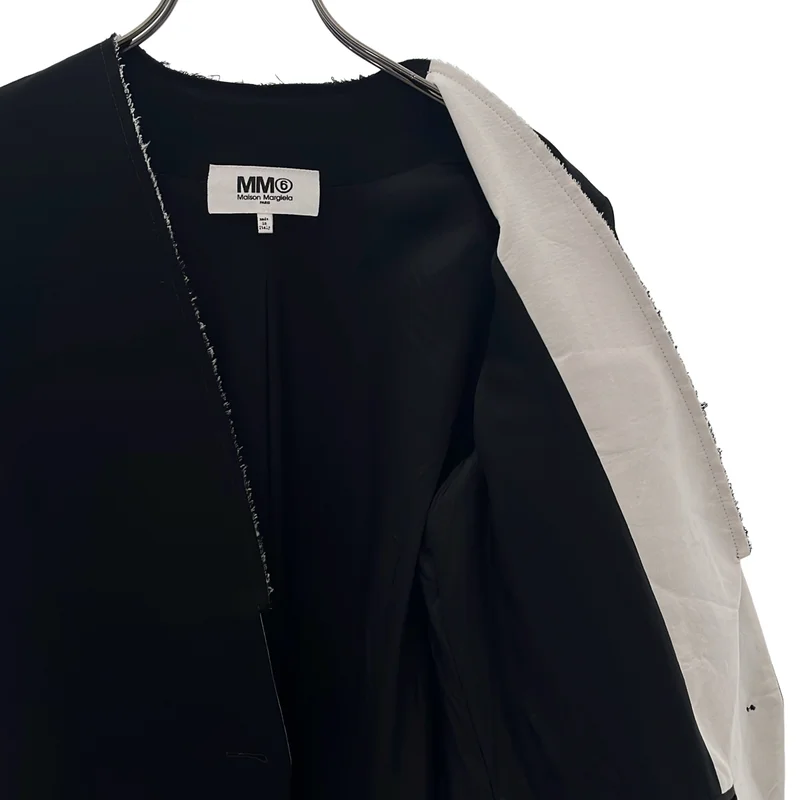 MM6 Maison Margiela / エムエムシックスメゾンマルジェラ | 2022AW | カットオフデザイン ストレッチ ノーカラー ジャケット / 総裏地 | 38 | レディース