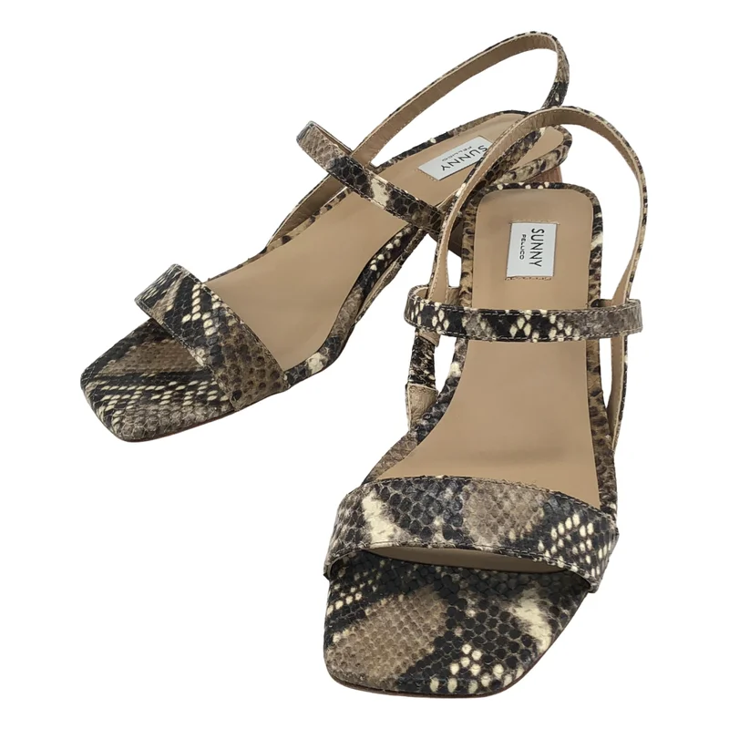 PELLICO SUNNY / ペリーコサニー | × Demi-Luxe BEAMS 別注 パイソン スクエアヒール ストラップサンダル | 38 | レディース