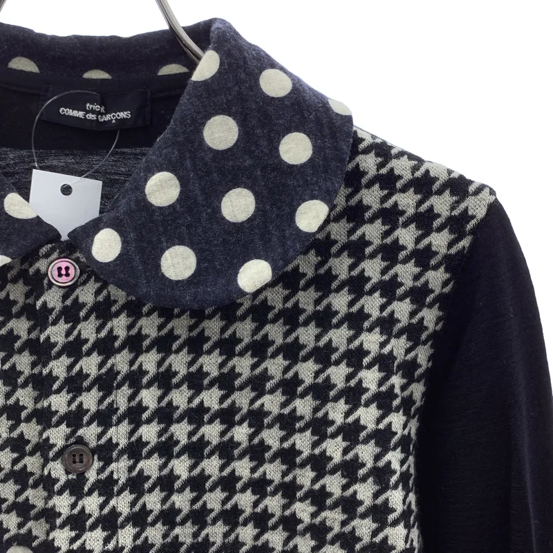 tricot COMME des GARCONS / トリココムデギャルソン | 2009AW | ウール 総柄 ドット フリル装飾 丸襟 ニット カーディガン |