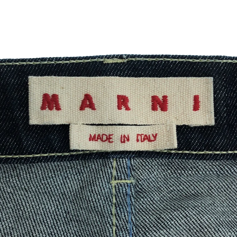 MARNI / マルニ | 2026SS | ロゴエンブロイダリー ストレッチ ワイドデニムパンツ | 40 | レディース