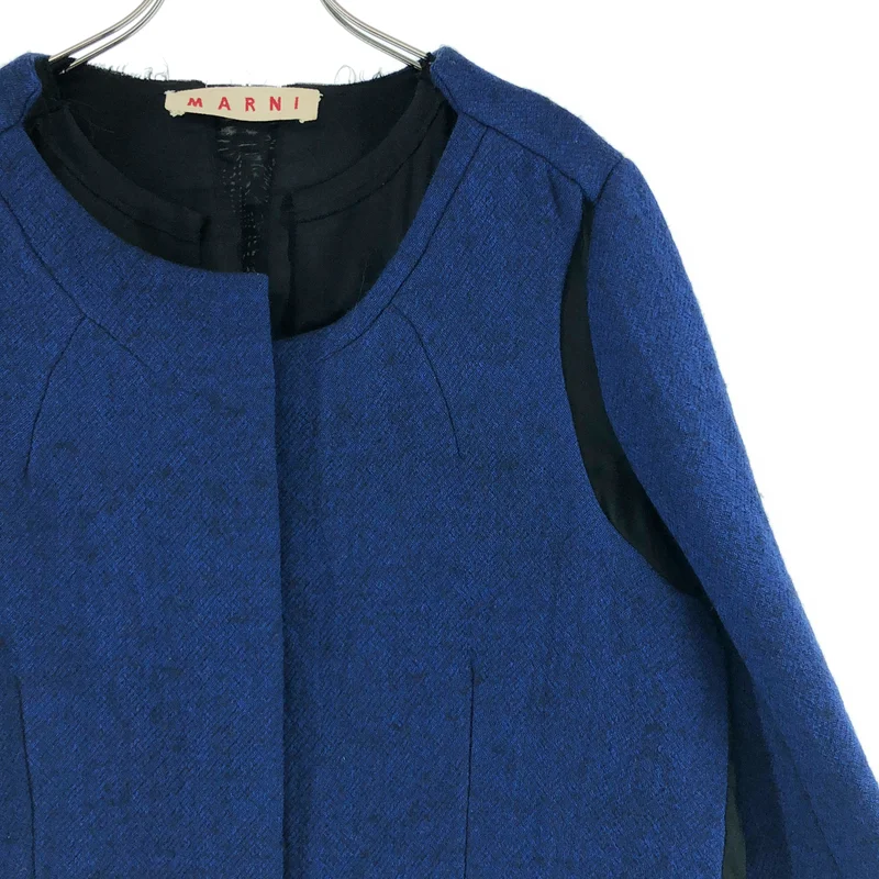 MARNI / マルニ | ウール 異素材 カットオフ ノーカラージャケット | 40 | レディース