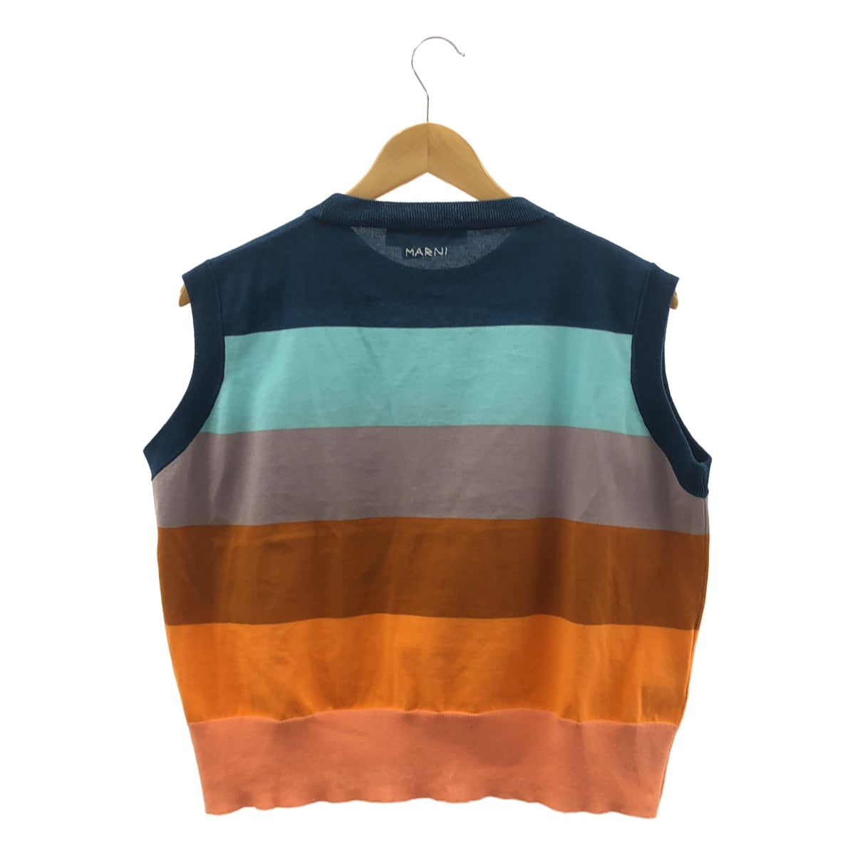 【美品】  MARNI / マルニ | 2023SS | コットン バックロゴ クルーネック オーバー ニット ベスト | 44 | マルチカラー | レディース 美品】 MARNI / マルニ | 2023SS | コットン バックロゴ クルーネック