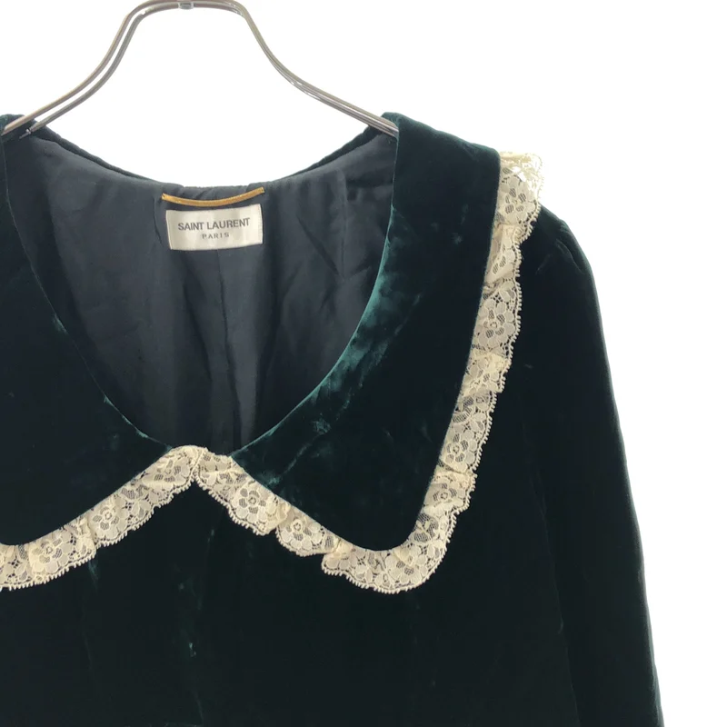 SAINT LAURENT / サンローラン | ベルベット ビッグカラー ミニドレス | 44 | レディース
