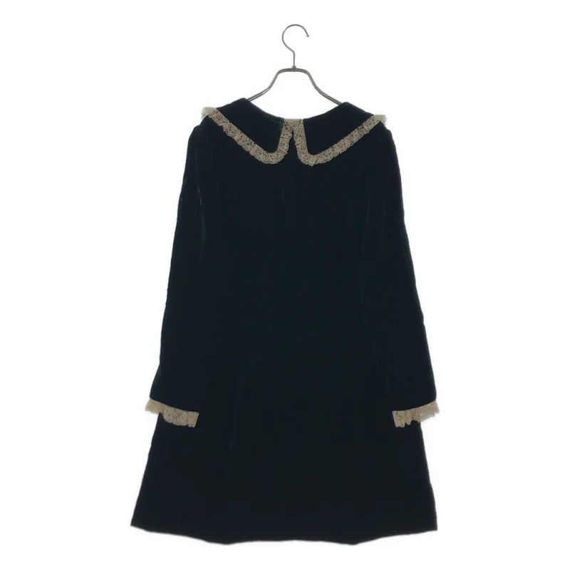 SAINT LAURENT / サンローラン | ベルベット ビッグカラー ミニドレス | 44 | レディース