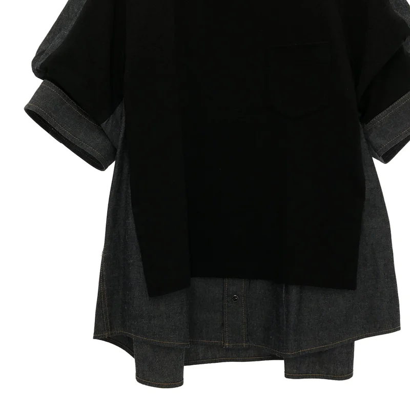 sacai / サカイ | 2025SS | Dungaree x Cotton Jersey T-Shirt / ダンガリー × コットン ジャージーTシャツ | 2 | レディース
