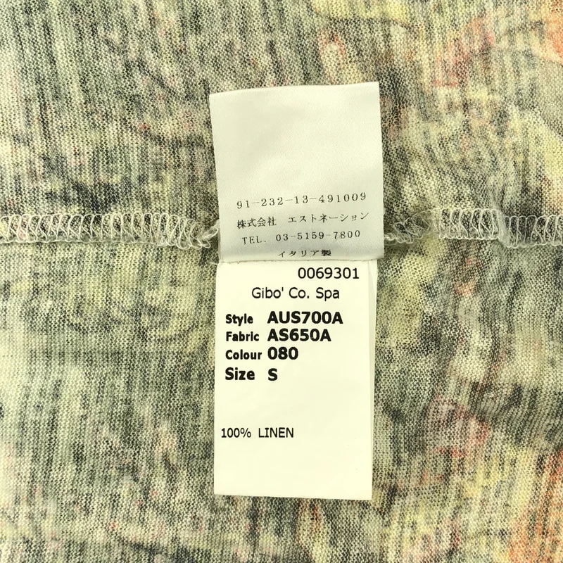 John Galliano / ジョンガリアーノ | リネン Vネック ニュースペーパー 総柄 Tシャツ | S | メンズ