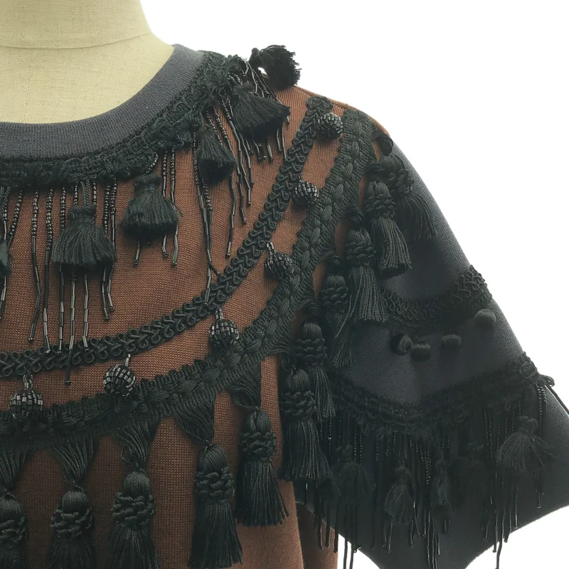 MARC JACOBS / マークジェイコブス | ビジュー 装飾 ロング ニット セーター | S | レディース