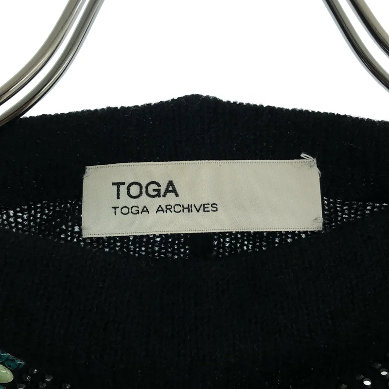 TOGA / トーガ | アルパカ ウール混 ラインストーン装飾 バックオープン ショートニット | 1 | レディース