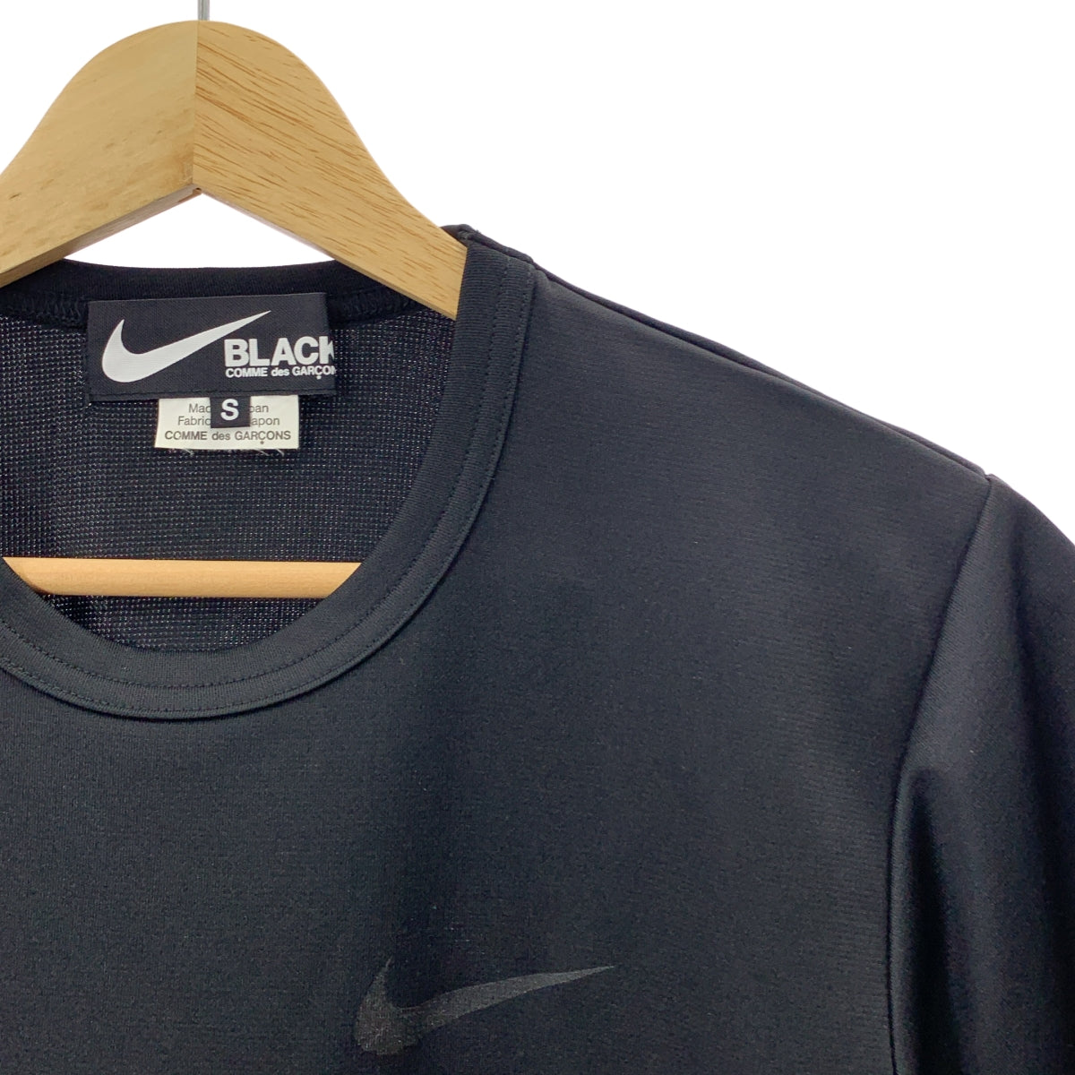 【美品】  BLACK COMME des GARCONS / ブラックコムデギャルソン | 2020SS | ×NIKE ナイキ / ロゴプリント ポリエステル Sジャージー Tシャツ | S | ブラック | レディース ブラックコムデギャルソン×ナイキBLACK COMME des GARCONS×NIKE ポリ