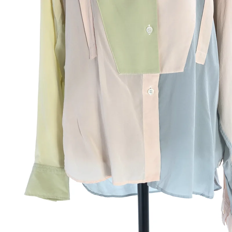 LOEWE / ロエベ | シルク パッチワーク アシンメトリーシャツ | M | レディース