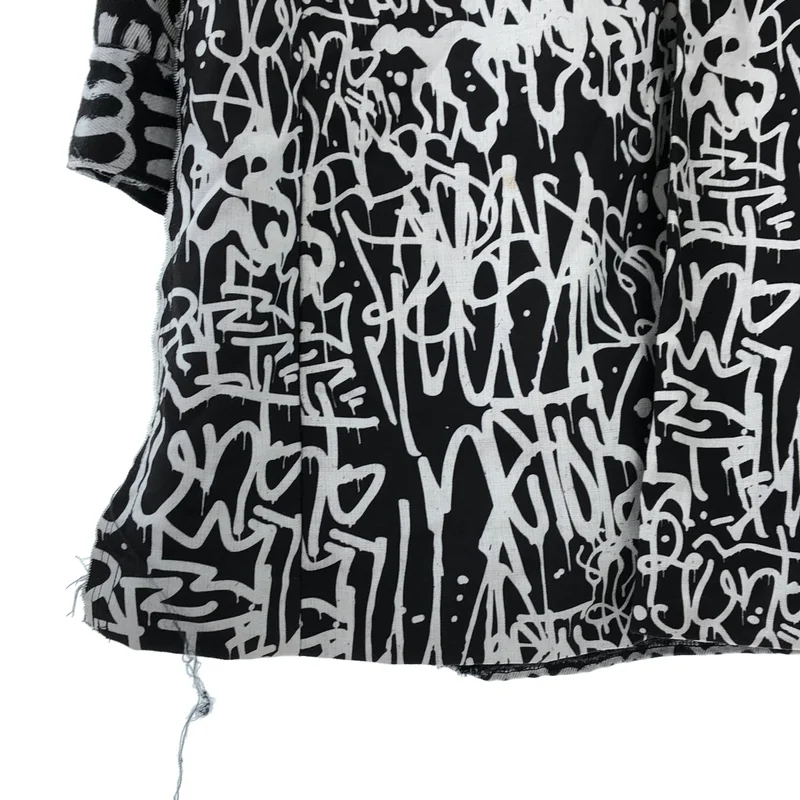 BLACK COMME des GARCONS / ブラックコムデギャルソン | 2019AW | グラフィティ 総柄 断ち切り チェスターコート | XL | メンズ