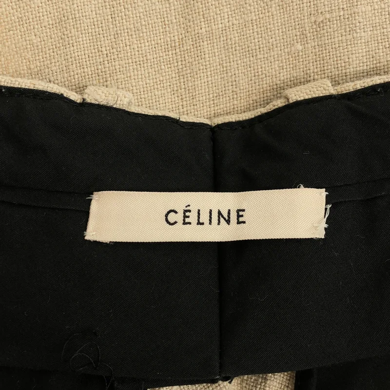 CELINE / セリーヌ | フィービー期 リネン タック スラックス パンツ | 34 | レディース