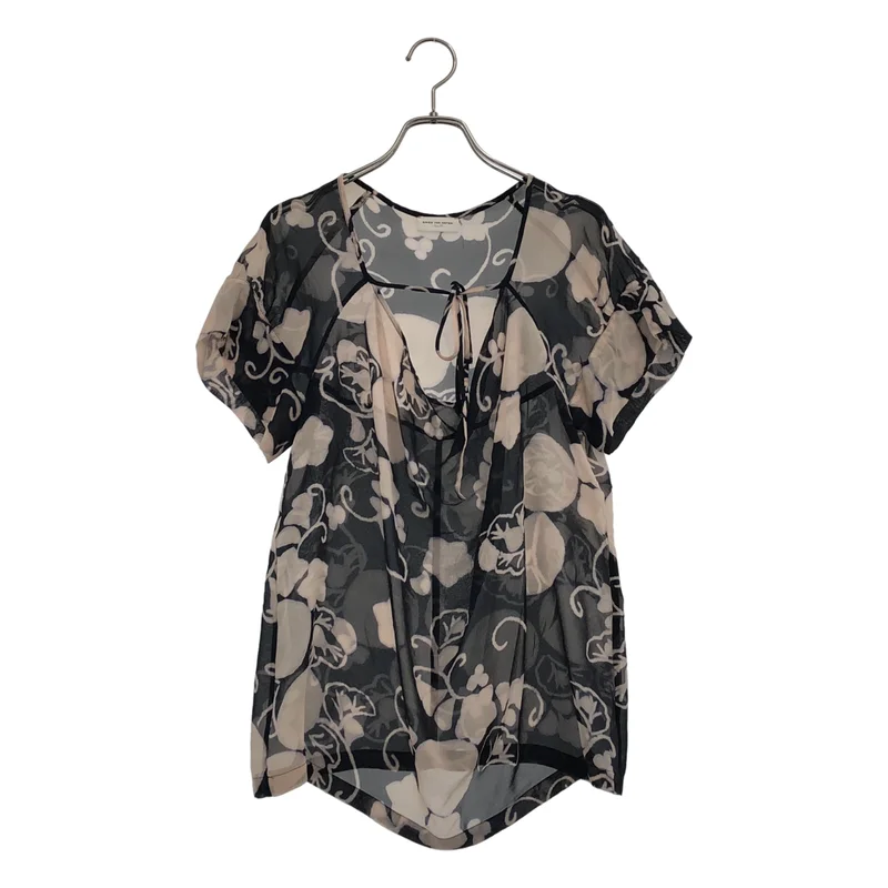 DRIES VAN NOTEN / ドリスヴァンノッテン | シルク 総柄 シアーブラウス | 38 | レディース