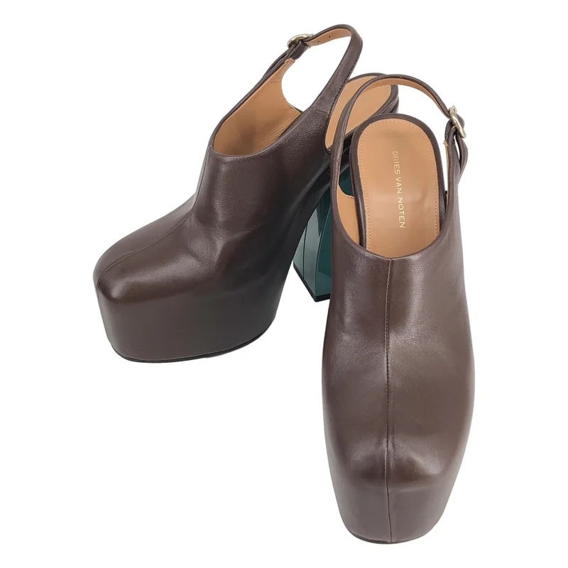 DRIES VAN NOTEN / ドリスヴァンノッテン | レザー スリングバック ミュールサンダル | 36 | レディース