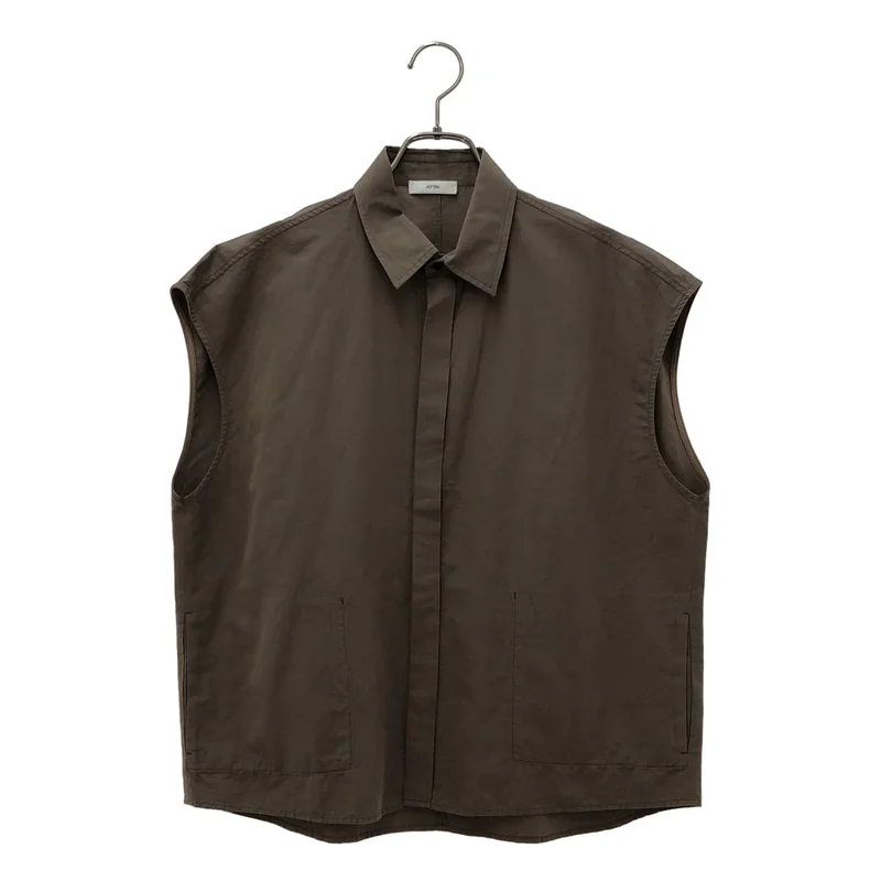 ATON / エイトン | SILK LINEN SHANTUNG シャツ_ノースリーブ BL.AG.GM.0206 | 1 | レディース