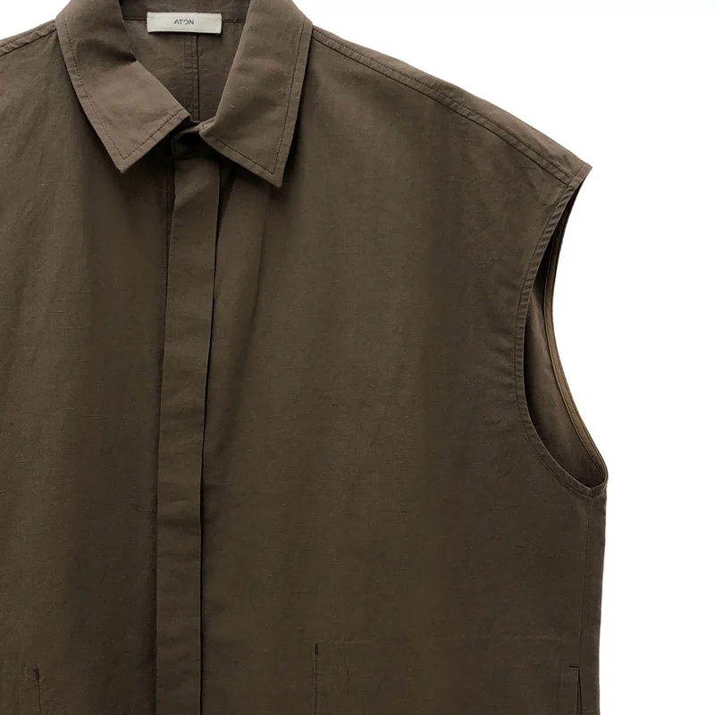 ATON / エイトン | SILK LINEN SHANTUNG シャツ_ノースリーブ BL.AG.GM.0206 | 1 | レディース