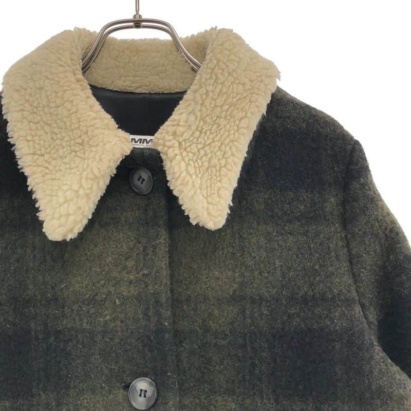 MM6 Maison Margiela / エムエムシックスメゾンマルジェラ | ウール チェック ボア切替 ロングコート | 40 | レディース