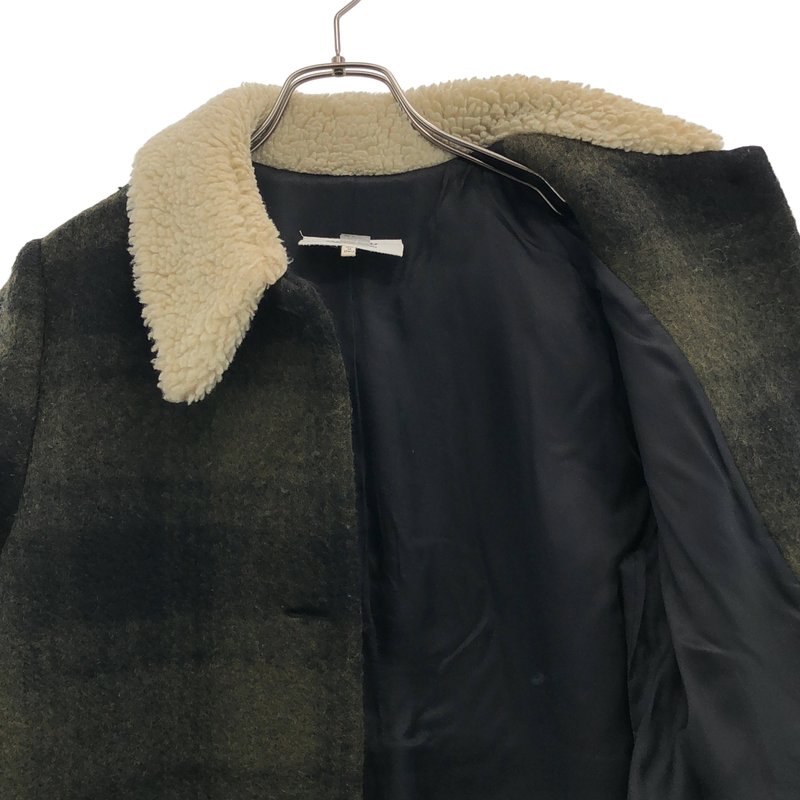 MM6 Maison Margiela / エムエムシックスメゾンマルジェラ | ウール チェック ボア切替 ロングコート | 40 | レディース