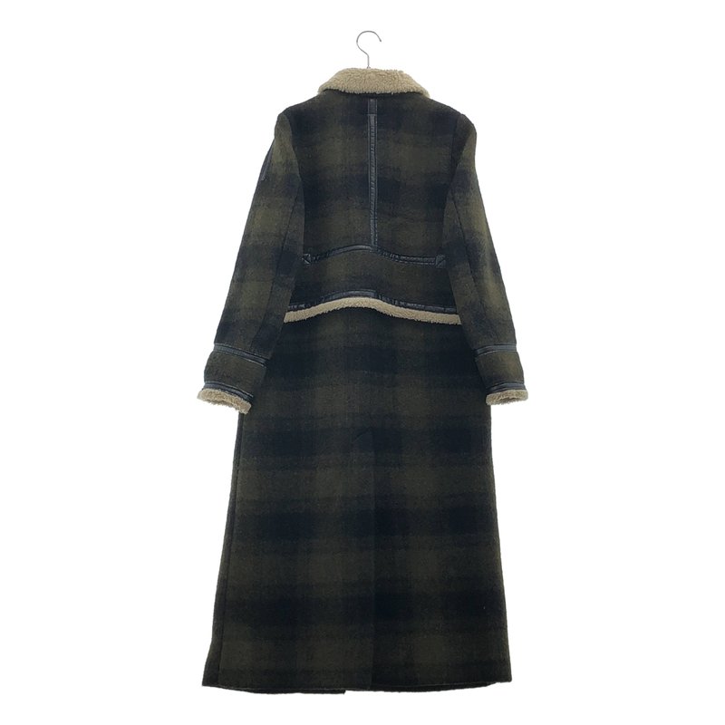 MM6 Maison Margiela / エムエムシックスメゾンマルジェラ | ウール チェック ボア切替 ロングコート | 40 | レディース