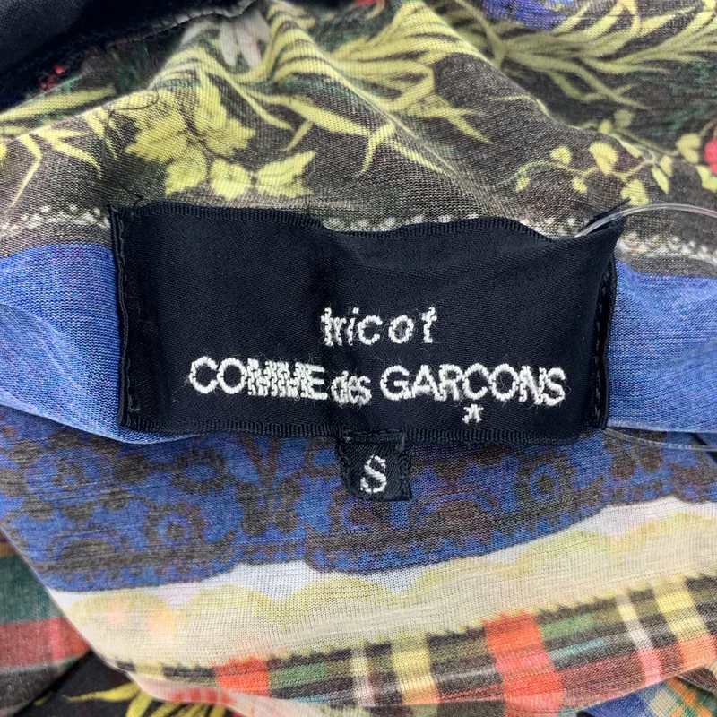 tricot COMME des GARCONS / トリココムデギャルソン | 2014SS | 総柄 ギャザーボリュームスリーブ スクエアネック ブラウス | S | レディース