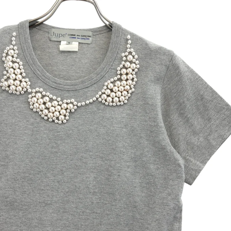 COMME des GARCONS COMME des GARCONS / コムコム | Jupe BY JACKIE / パール装飾 Tシャツ | S | レディース