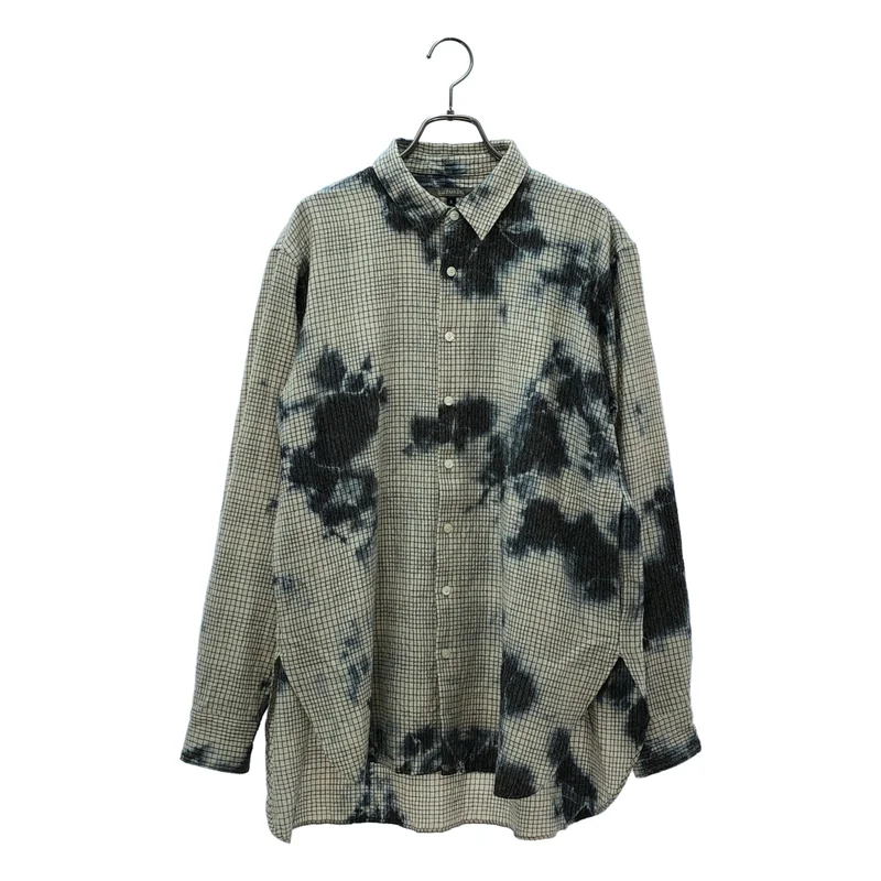 SUZUSAN / スズサン | Wool Cotton Linen Pencil Check Shirt / ウール コットン リネン 絞り染め ペンシルチェックシャツ | S | メンズ