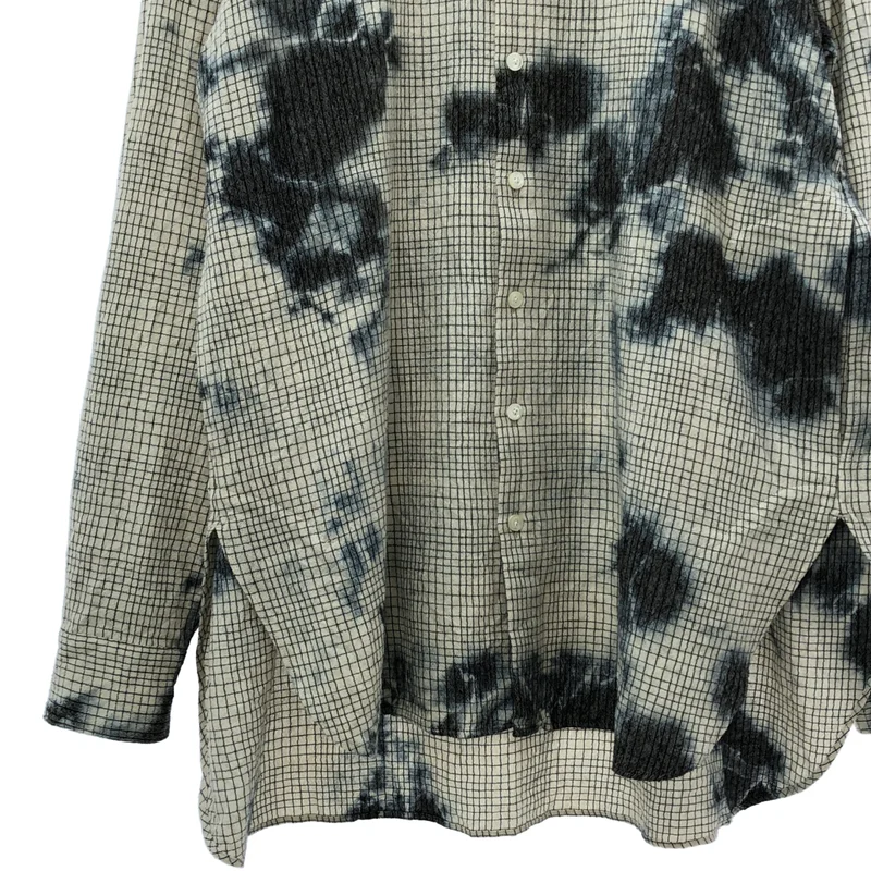 SUZUSAN / スズサン | Wool Cotton Linen Pencil Check Shirt / ウール コットン リネン 絞り染め ペンシルチェックシャツ | S | メンズ