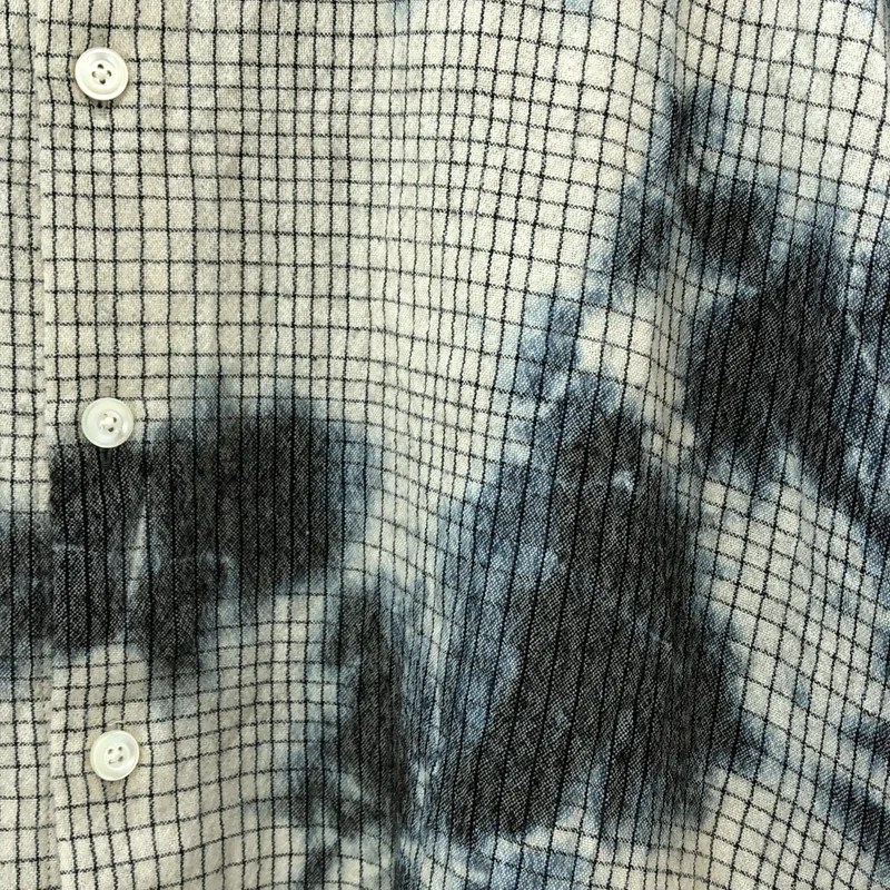 SUZUSAN / スズサン | Wool Cotton Linen Pencil Check Shirt / ウール コットン リネン 絞り染め ペンシルチェックシャツ | S | メンズ