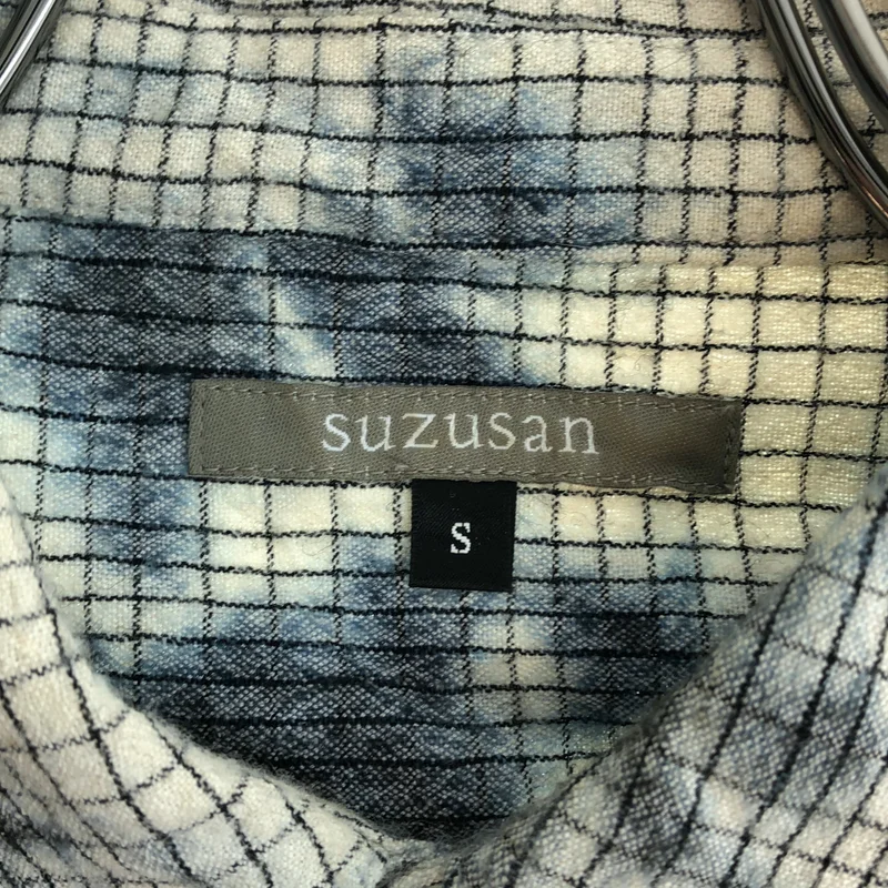 SUZUSAN / スズサン | Wool Cotton Linen Pencil Check Shirt / ウール コットン リネン 絞り染め ペンシルチェックシャツ | S | メンズ