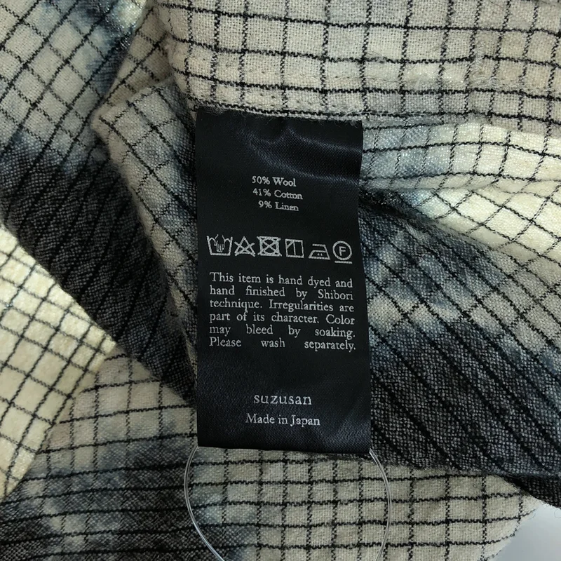 SUZUSAN / スズサン | Wool Cotton Linen Pencil Check Shirt / ウール コットン リネン 絞り染め ペンシルチェックシャツ | S | メンズ