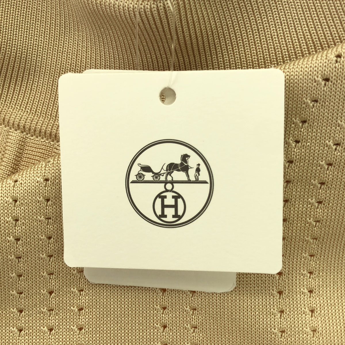 【美品】  HERMES / エルメス | 2023SS | ブリッドドゥガラ / シルク パンチング ニット スカート | 36 | ベージュ | レディース 美品】 HERMES / エルメス | 2023SS | ブリッドドゥガラ / シルク
