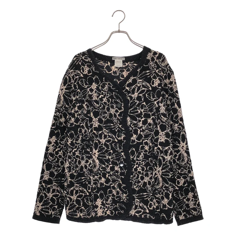 ISSEY MIYAKE / イッセイミヤケ | 2012AW | シワ加工 フラワープリント カーディガン | 2 | レディース