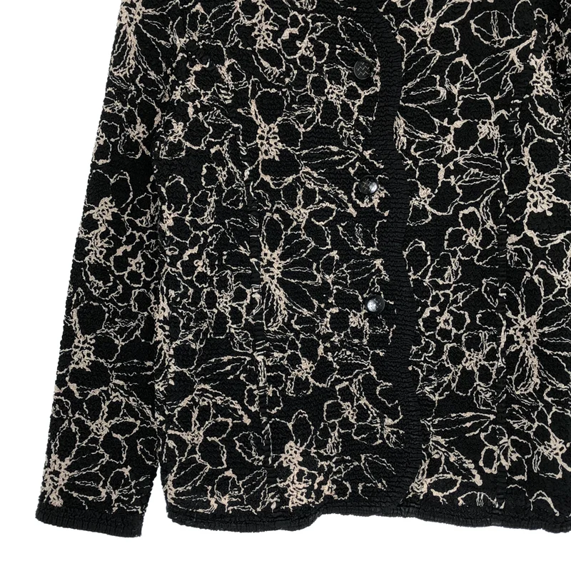 ISSEY MIYAKE / イッセイミヤケ | 2012AW | シワ加工 フラワープリント カーディガン | 2 | レディース