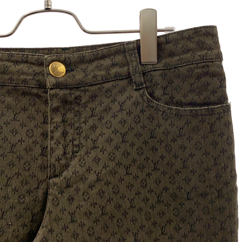 Louis Vuitton / ルイヴィトン | コットン モノグラム 裾ジップ パンツ | 40 | レディース