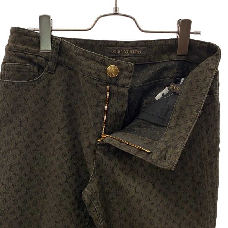 Louis Vuitton / ルイヴィトン | コットン モノグラム 裾ジップ パンツ | 40 | レディース