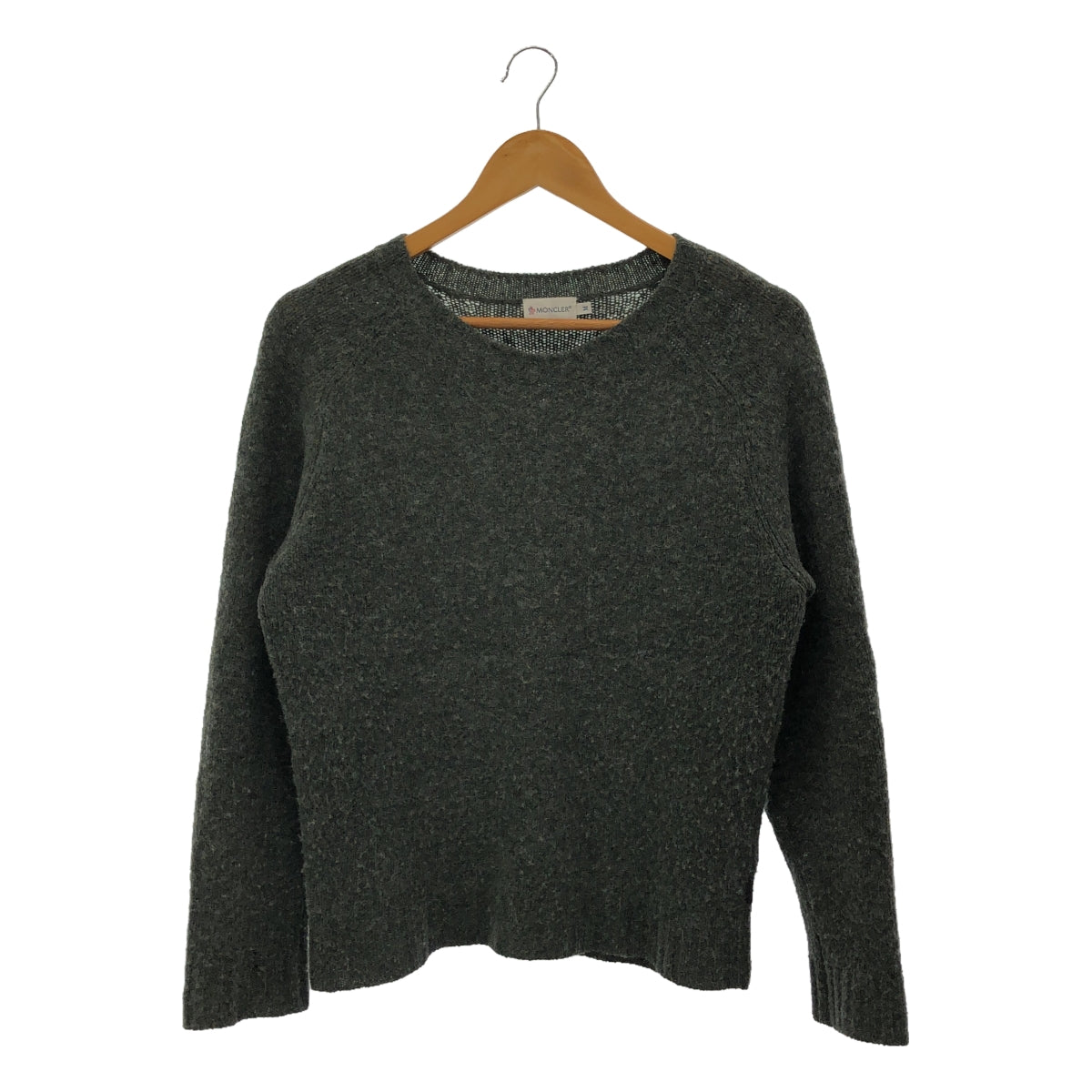 MONCLER / モンクレール | MAGLIONE TRICOT GIROCOLLO ウール エルボーパッチ クルーネックニット | M | グレー | メンズ MONCLER / モンクレール | MAGLIONE TRICOT GIROCOLLO ウール エルボー