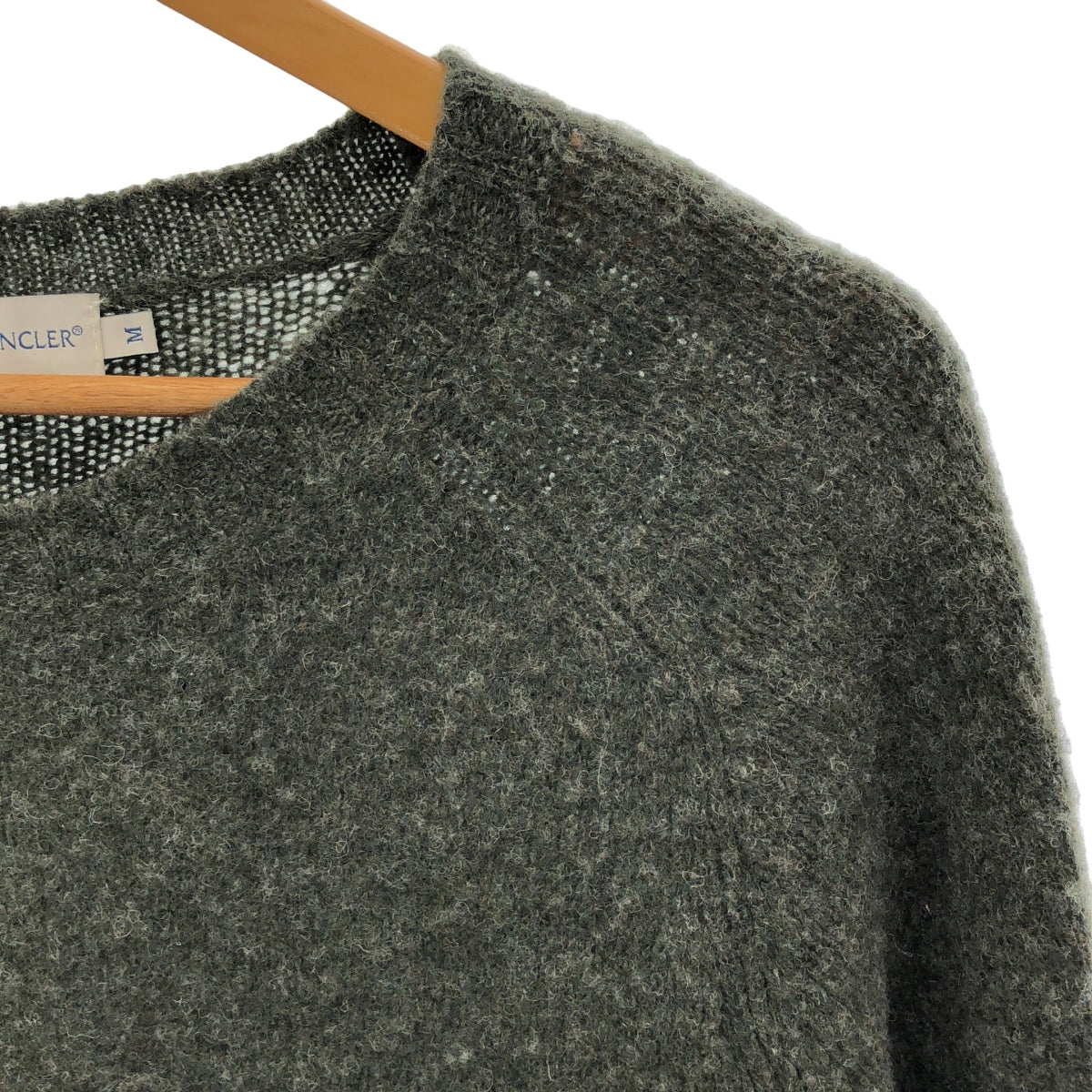 MONCLER / モンクレール | MAGLIONE TRICOT GIROCOLLO ウール エルボーパッチ クルーネックニット | M | グレー | メンズ MONCLER / モンクレール | MAGLIONE TRICOT GIROCOLLO ウール エルボー