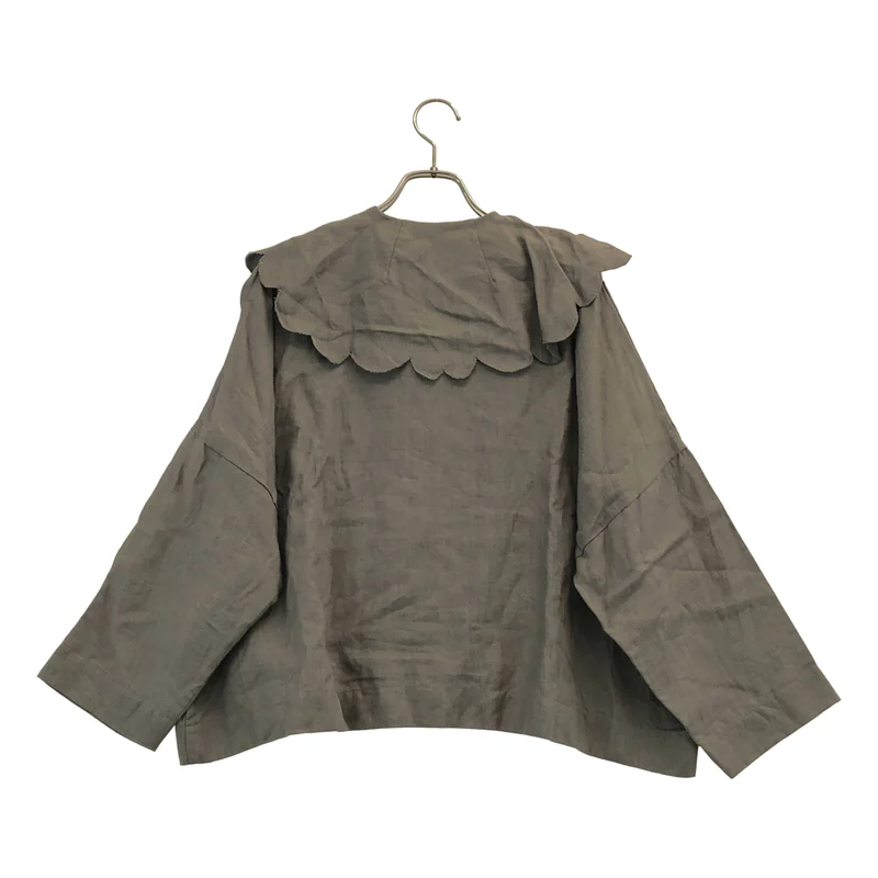 TOWAVASE / トワヴァーズ | Bon Voyage blouse 2 / リネン スカラップ刺しゅう ビッグカラー オーバーブラウス | F | レディース