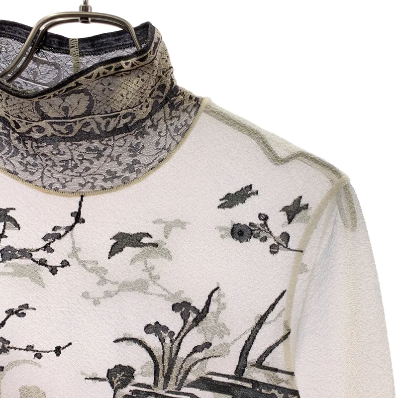 Mame Kurogouchi / マメクロゴウチ | 2025SS | Nature Pattern Sheer Knitted High Neck Top シアーハイネック トップス | 2 | レディース