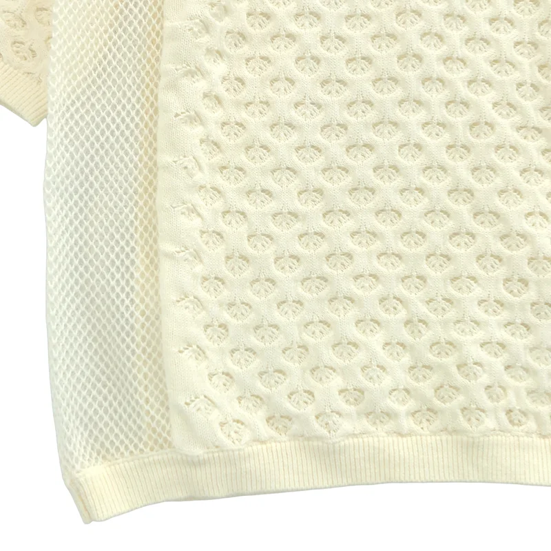 AMERI / アメリ | PUFF PASTRY KNIT TEE 透かし編み バックオープン クルーネックニット | F | レディース