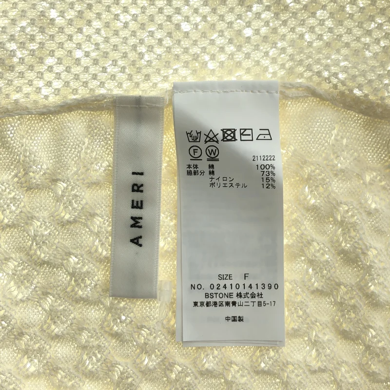 AMERI / アメリ | PUFF PASTRY KNIT TEE 透かし編み バックオープン クルーネックニット | F | レディース